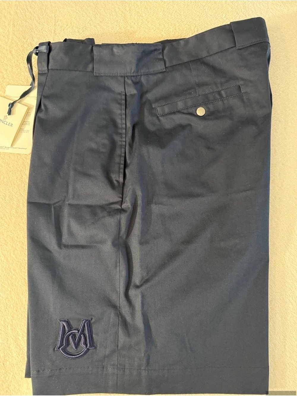 Moncler Men's Navy Golf/Chino Shorts with Embroidered Logo